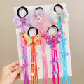 Wholesale Children's Wig Hair Ties Sweet Cartoon Headdress High Elastic Scrunchies 6 Colors Kids Hair Rubber Band