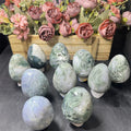 Hot Sale  Natural Crystal Stone Healing Moss Agate Egg Carving  for Fengshui Decoration
