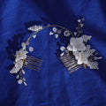 Crystal Pearls White Ceramic Flower Hair Combs Handmade Wedding Hair Accessories Women 2combs Bridal Hair Combs