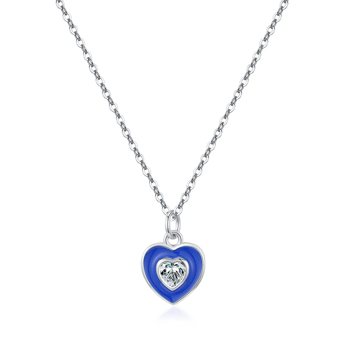 Wholesale Lovely Enamel Heart Necklace S925 Sliver Necklace Jewelry Chain Gift for Woman