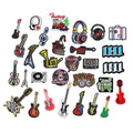 Low Moq Night Club Music Instrument Saxophone Bass CD Tape Cassette Earphone Guitar Design Iron on Embroidery Patches