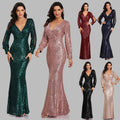 Top Quality Luxury Womens Dinner Dress With Long Sleeve Ladies Evening Gown Dress Elegant Sequins Party Dresses