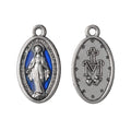Virgin Mary Medal Blue Silver  Medal 20*11mm Alloy  Pendant Catholic Religious Charm Accessory