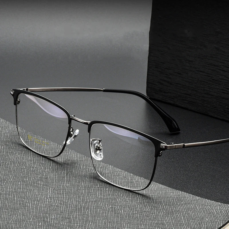 Lightweight 12g Gentleman Hot Selling Titanium Vintage Eyeglass Frame Optical Myopia Glasses Rectangular Square Glasses