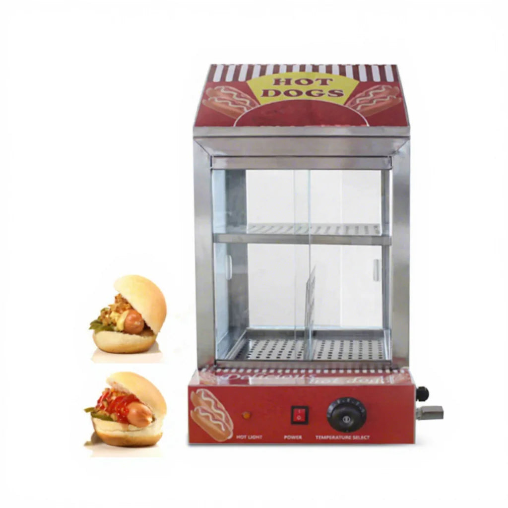 Ce Electric Glass Hot Dog Bun Warmer Steamer Restaurant Equipment Stainless Steel Food Warmer Commercial Food Warming Showcase
