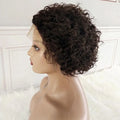 EB Wholesale Afro Curly Short Pixie Cut Front Transparent Glueless Wigs for Black Women 13x4 Natural 180% Density Human Hair