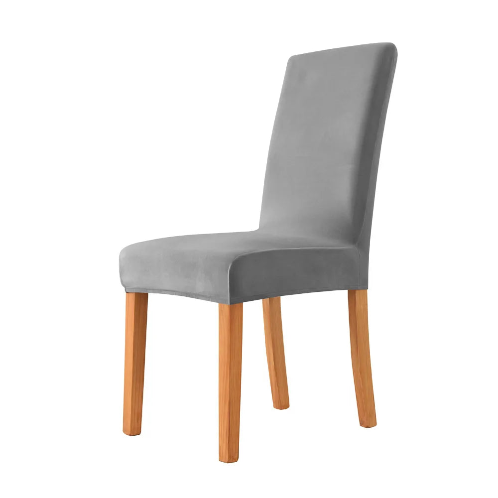 Stylish Solid Color Velvet Chair Slipcover Comfortable Dining Chair Protector with Banquet Seat Cover