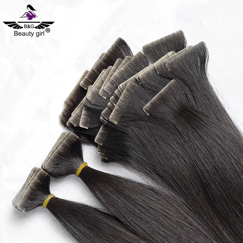 Unprocessed Top Quality Russian Remy Hairnatural Invisible Human Hair Tape in Extensions Chocolate Brown