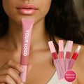 Custom Vegan Organic Tinted Lip Balm Long Lasting Matte Glossy Lip Plumper with Soft Puff and Logo Moisturizing Lips Cream