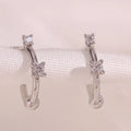 Dainty C Shape Hoop Earring Rhodium Plated AAA Zircon Sterling Silver 925 Jewellery Wholesale