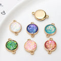 New Colorful Acrylic Glitter Round Connector Gold Plated Glitter Round Circle Glitter Resin Connector Pendant