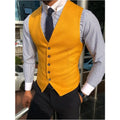 New Arrival Mens Vest Suits Yellow Business Waistcoat Jacket V Neck Formal Costume Pour Homme for Wedding Formal Male Tuxedo