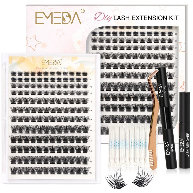 Wholesale Fluffy DIY Lashes Pre Cut Segmented Lashes Private Label Lash Bond and Seal WaterProof Eyelash Cluster Extensions Kit
