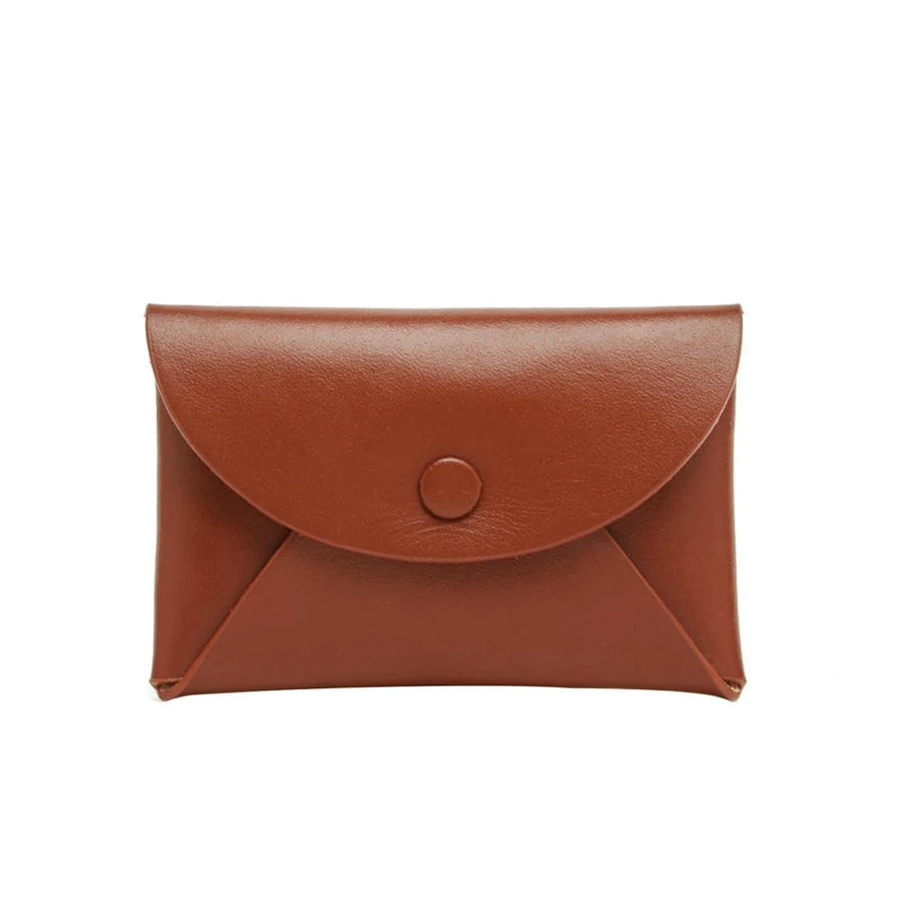 Wholesale Lady Designer Button Belt Loops Luxury RFID Blocking Genuine Leather Envelope Card Holder Graded Card Case Storage