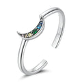 925 Sterling Silver Simple Rainbow Shining Star Moon Zircon Rings for Women Original Fine Jewelry by CQR777