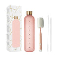 Bpa Free 1 Liter Large Water Bottle with Motivational Time Marker pink 32oz