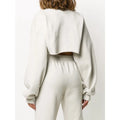 Custom logo Cotton Fleece Oversize Crop Top Hoodie Set  Women Outfits Two Piece Pant Set Clothing
