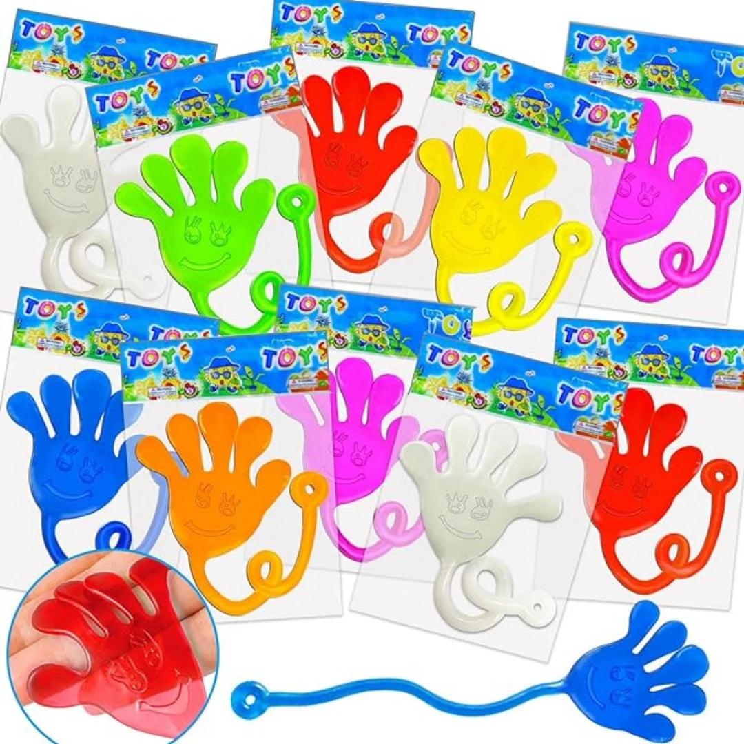 Free Sample 20PCS Sticky Hands Finger Kids Party Favor Sets Birthday Parties Wacky Fun Stretchy Sticky Hands Toys for Sensory