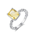 Fashion Fine Jewelry Rings 925 Sterling Silver Big Diamond Yellow Zirconia Eternity Ring for Engagement Wedding Jewelry
