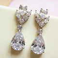 CAOSHI Custom Luxury Water Drop Design Crystal 3A Zirconia Dangle Earrings for Women Wedding Party CZ Pendant Earrings Jewelry