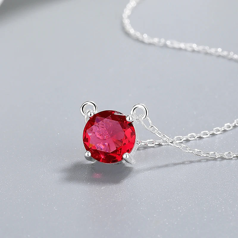 Chic Colorful Large Zircon Silver Necklace Wholesale Jewelry Piece Sterling Silver Korean Womans Cubic Zirconia Necklaces