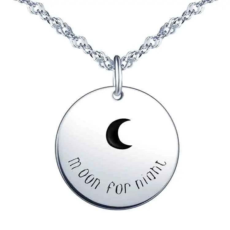 Modern Couple Necklace S925 Silver Moon Glossy Board Woman Necklace Moon for Night