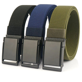Factory Wholesale Leisure Business Men's Nylon Belt With Quickly Adjustable and Rotatable Metal Buckle Accept Customized Logo
