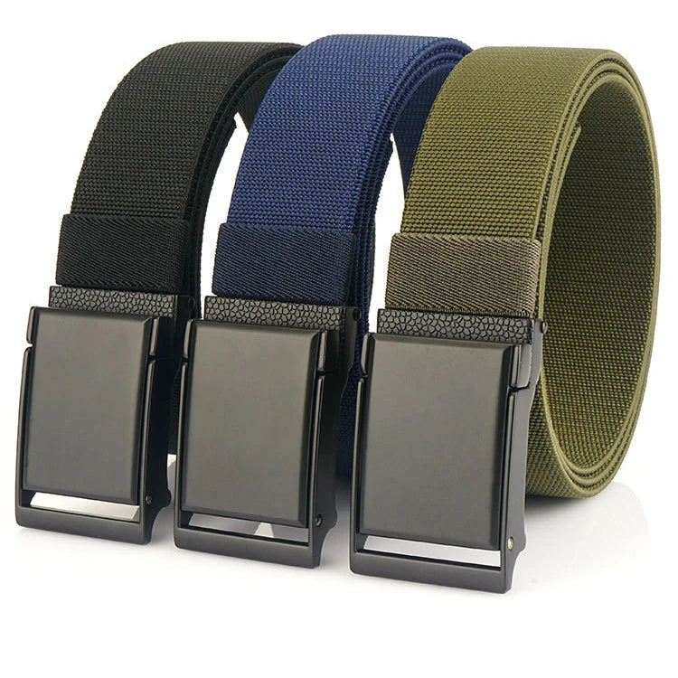 Factory Wholesale Leisure Business Men's Nylon Belt With Quickly Adjustable and Rotatable Metal Buckle Accept Customized Logo