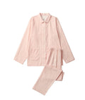 100% Cotton Yarndyed Ladies Woven pink Grid Pajamas Set Japanese Style V-neck pink Checker Pajamas for Women