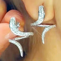 CAOSHI Simple Refine Stud Earrings Shiny Gems Macro Pave Lady Girls Silver Twisted Snake Shape Designer Earrings Women