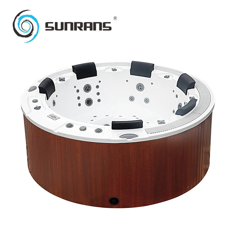 Sunrans Hot Sale Luxury Spa Modern 6-Person Outdoor Freestanding Whirlpool Massage Round Hot Tub