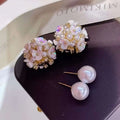 Classic Double Bead Earrings 9-10mm Freshwater Edison Pearl 705 Women's Natural Cute Temperament Flower Bead Women's Pearl