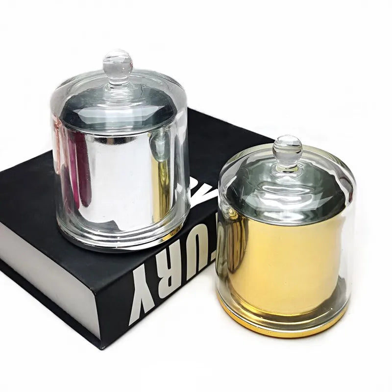 Wholesale Luxury Colorful Bell Candle Jar with Glass Lid Popular Glass Vessel Candlestick Holder for Valentine's Day