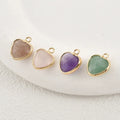 Wholesale Natural Crystal Jade love Heart Stone Pendant with Gold-plated Edge for DIY Jewelry Bracelet Necklace  Making
