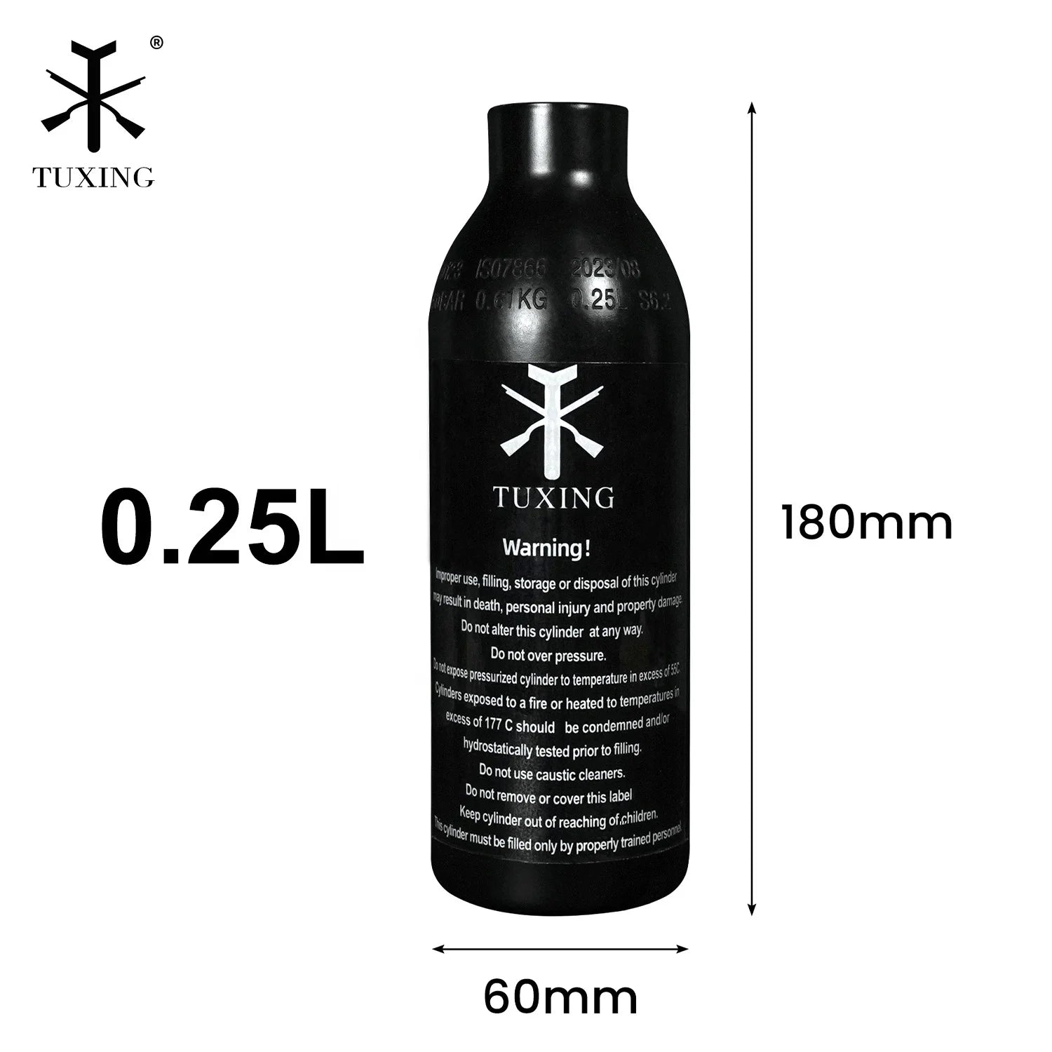 TUXING Factory Customizable 0.25L Flat Gas Bottle Cylinder 3000PSi 200Bar 20Mpa Paintball Game scuba Diving Aluminum Air Tank