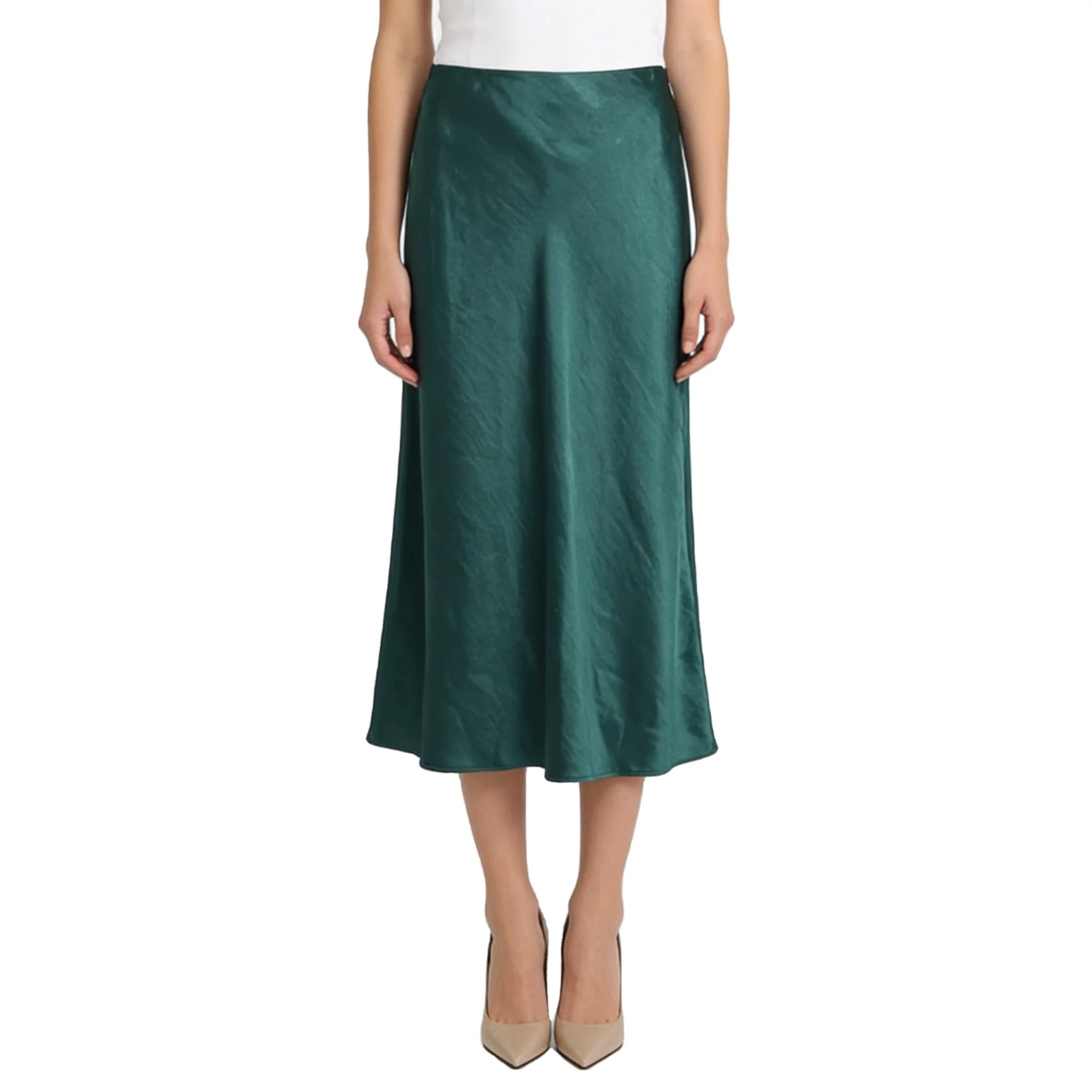 Custom Advanced Elegant Minimalist Women Solid Satin Ladies Clothes Skirts for Work Commute