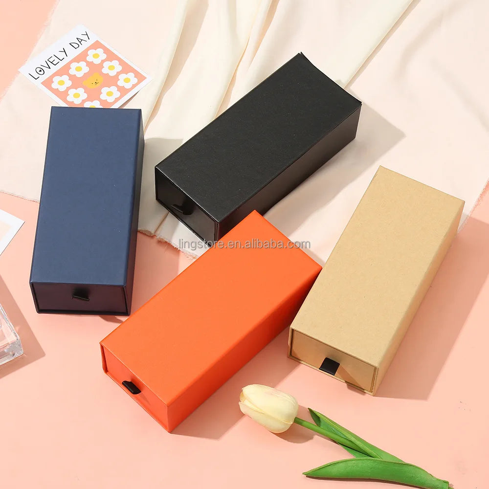 Wholesale Wedding Fashionable Luxury Drawer Paper Glasses Box Jewelry Packaging Perfume Lipstick Sliding Cardboard Pull-out Gift