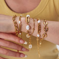 Aretas Ins Popular Fashion Titanium Steel 18k Gold Plated Waterproof and Non Fading Natural Freshwater Pearl Jewelry