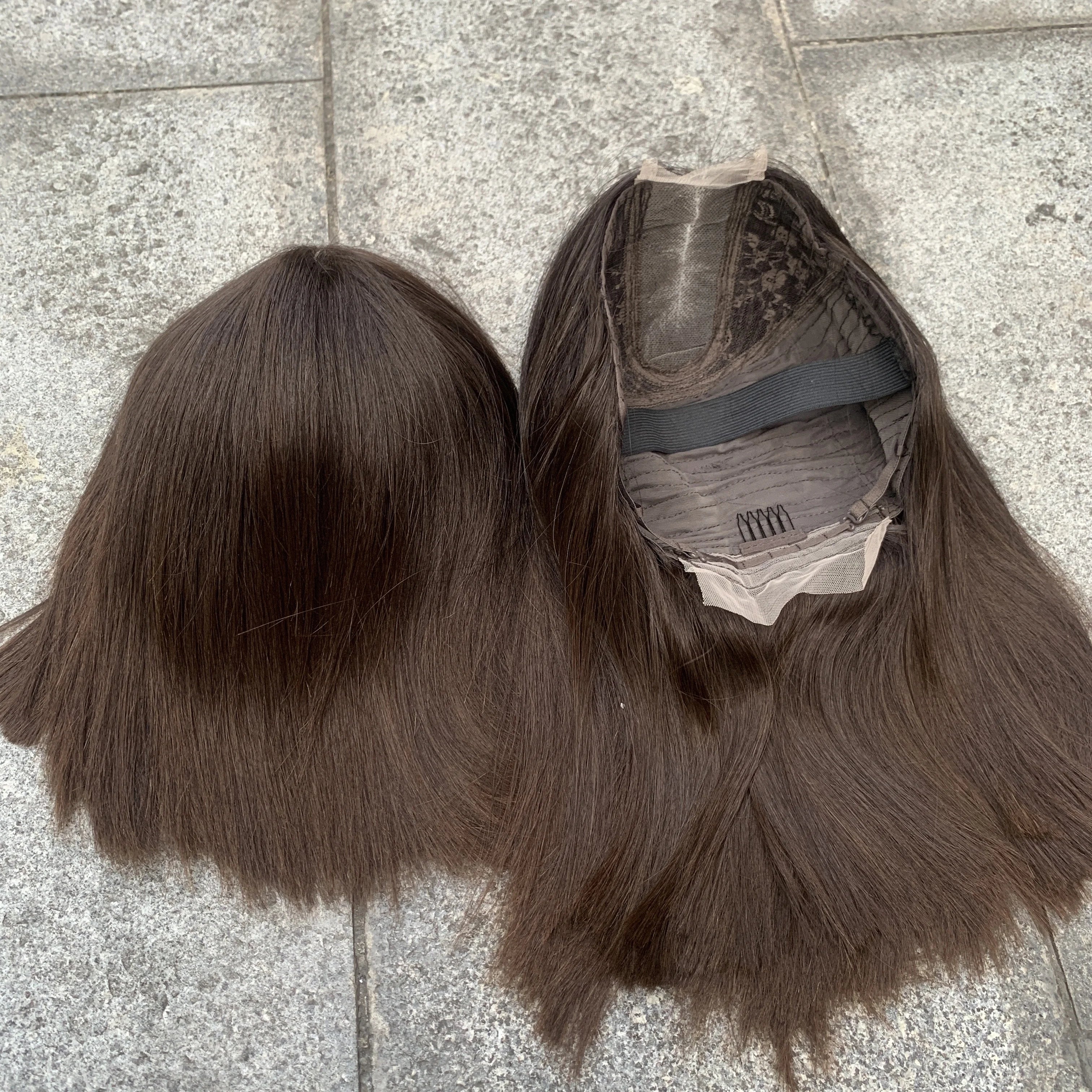 Natural Brown Wholesale 12a Grade Human Hair Bone Straight Transparent Hd Lace Closure Wigs 2x6 Super Double Drawn Kim K Bob Wig