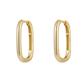 Fine Jewelry 925 Sterling Silver Chic Punk Style Large Earring Geometric Oval square Shape Plain Gold Plated Hoop Earrings Women