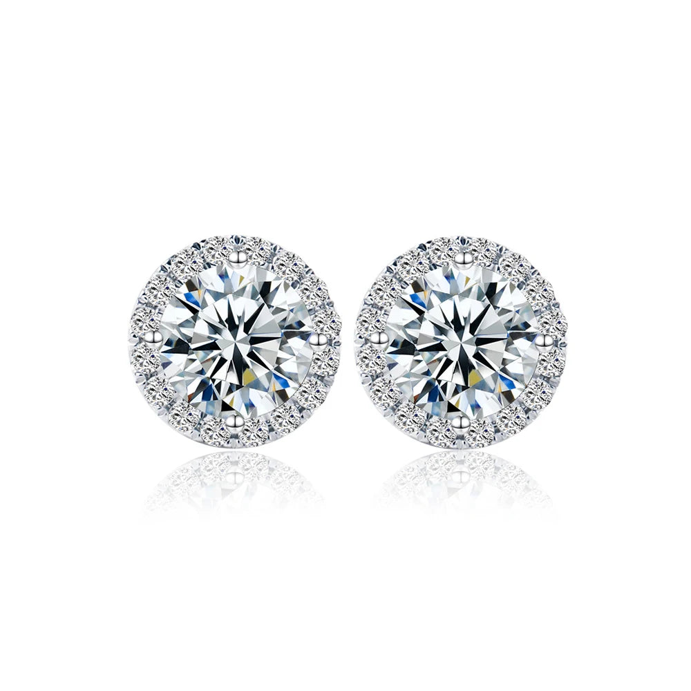925 Silver Wedding Earrings Making Supplies 6mm Round Cut Cubic Zircon 925 Sterling Silver Stud Earrings for Ladies Jewelry