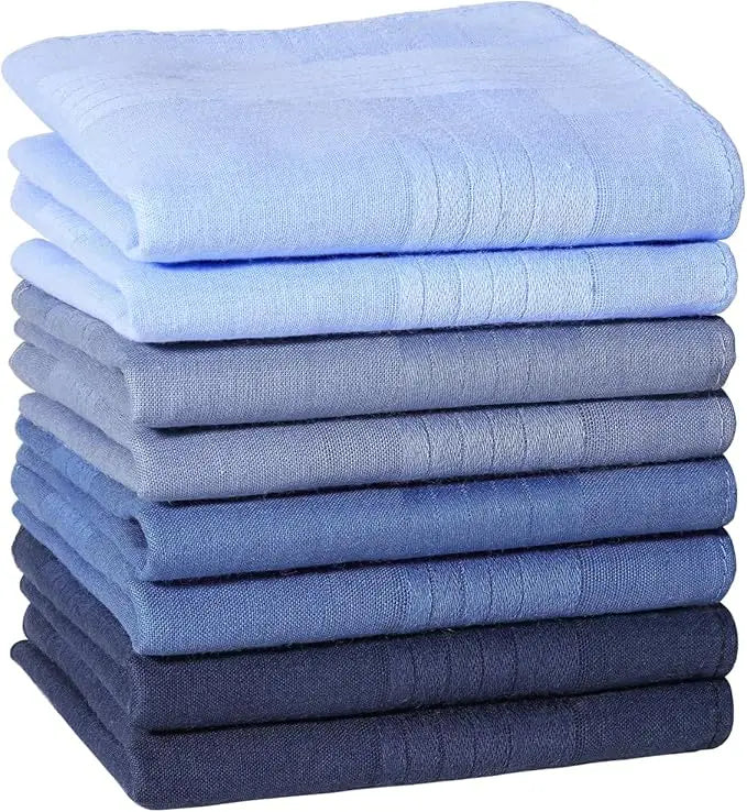 Wholesale 8pcs Men's 40x40cm Eco-Friendly Azo Free Pure Cotton Pocket Squares Assorted Solid Colors Wedding Handkerchiefs Gifts