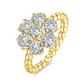 Shenzhen Jewelry Factory Quality Designer Blooming Petals 7pcs 5mm Moissanite Diamonds Ring Silver Jewelry 925 Sterling