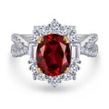 TL-532 Wholesale Women Wedding Halo Ring 925 Sterling Silver Zircon Platinum Plated Oval Zircon Lab Grown Ruby Ring