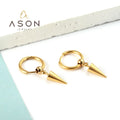 Ason Trend Stainless Steel Gold Plating Simple Triangle Cone Personality Drop Earrings Jewelry for Men and Women Hoop Earrings