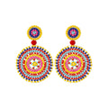 2023 New Arrival Fashion Jewelry Vintage Ethnic Rice Ball Earring Round Sunflower Seed Beaded Circle Filigree Gold Drop Earrings