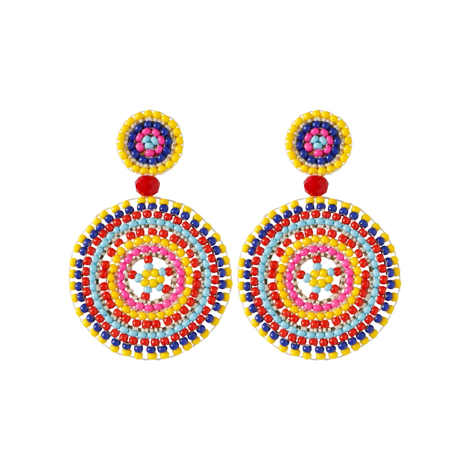 2023 New Arrival Fashion Jewelry Vintage Ethnic Rice Ball Earring Round Sunflower Seed Beaded Circle Filigree Gold Drop Earrings