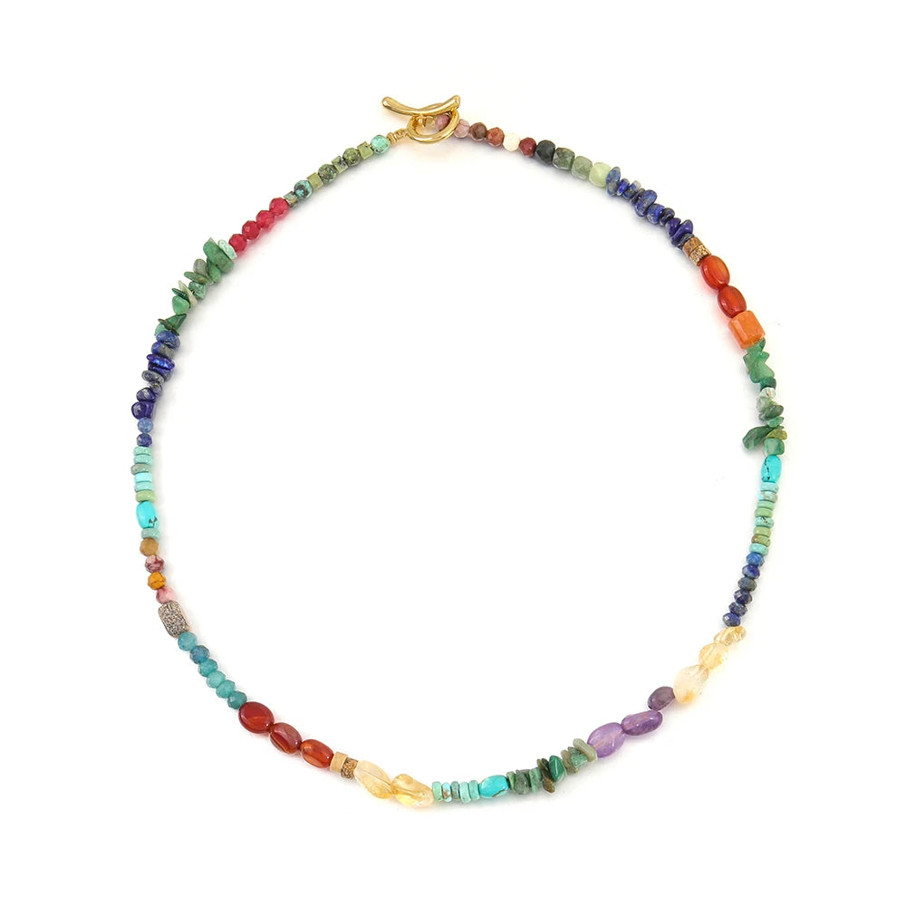 Fashion Boho Lapis Lazuli African Turquoise Red Aventurine Apatite Citrine Handmade New Style Bohemian Beads Necklace Party