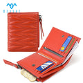 Custom Luxury Sheepskin Leather Waterproof RFID Blocking Fashionable Women Short Wallet Purse with Zip for Travel