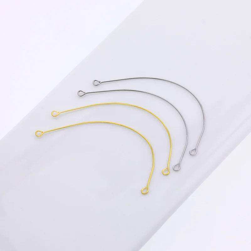 DIY Craft Earring Making Hypoallergenic Ear Wires 65mm Gold Silver Stainless Steel Earring Hooks for Diy Jewelry Making